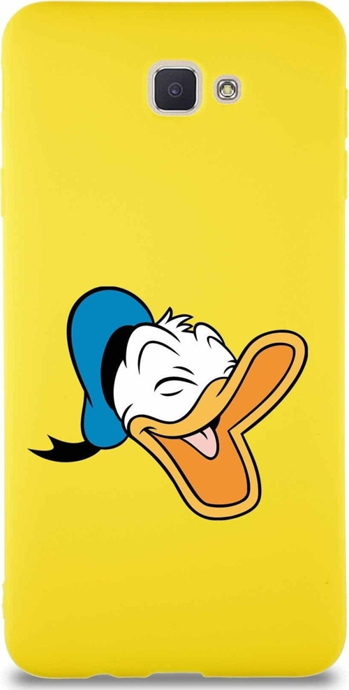 Samsung Galaxy J7 Prime 2 Soft Premier Kapak Donald Duck-E Tasarımlı Silikon Kılıf - Sarı