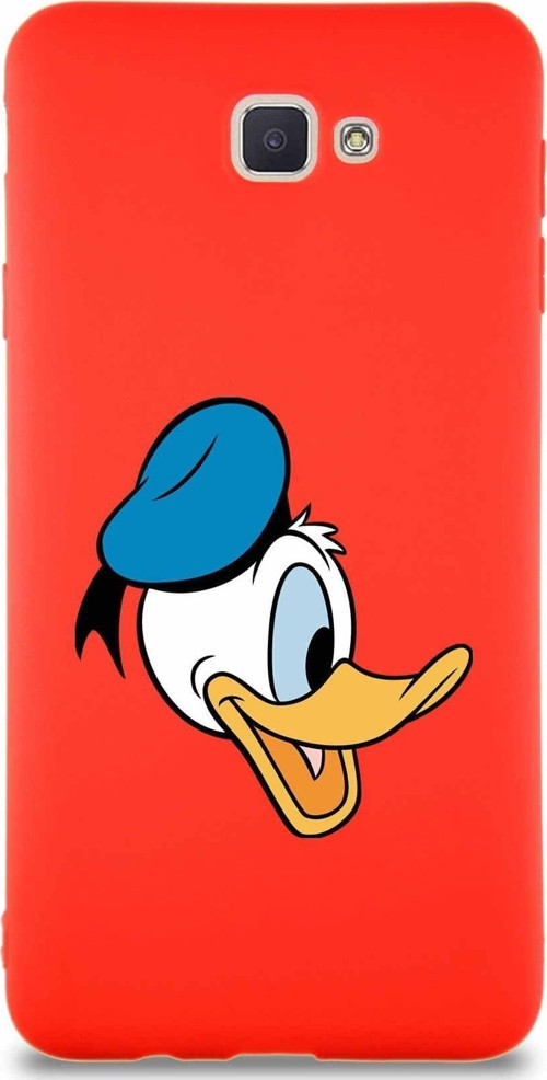 Samsung Galaxy J7 Prime 2 Soft Premier Kapak Donald Duck-F Tasarımlı Silikon Kılıf - Kırmızı