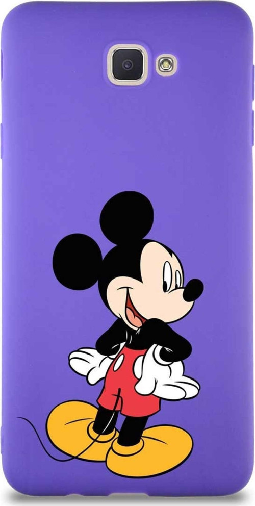Samsung Galaxy J7 Prime 2 Soft Premier Kapak Mickey Mouse-D Tasarımlı Silikon Kılıf - Mor