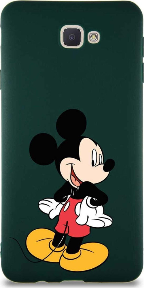 Samsung Galaxy J7 Prime 2 Soft Premier Kapak Mickey Mouse-D Tasarımlı Silikon Kılıf - Yeşil
