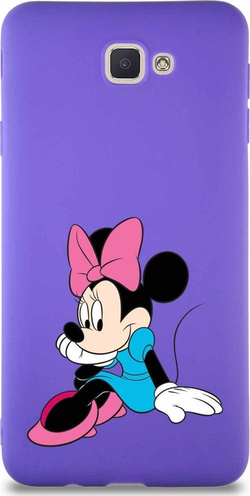 Samsung Galaxy J7 Prime 2 Soft Premier Kapak Minnie Mouse-E Tasarımlı Silikon Kılıf - Mor