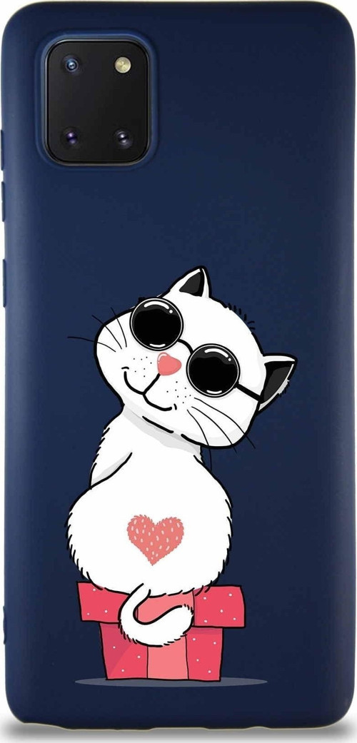Samsung Galaxy A81 Soft Premier Kapak Coolcat Tasarımlı Silikon Kılıf - Lacivert