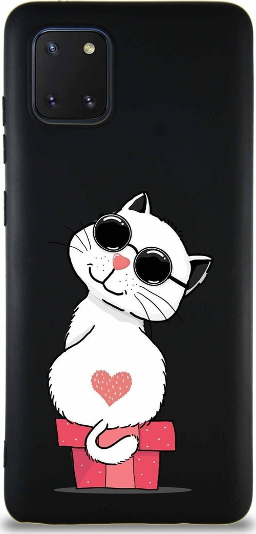 Samsung Galaxy A81 Soft Premier Kapak Coolcat Tasarımlı Silikon Kılıf - Siyah