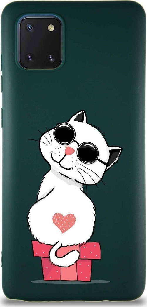 Samsung Galaxy A81 Soft Premier Kapak Coolcat Tasarımlı Silikon Kılıf - Yeşil