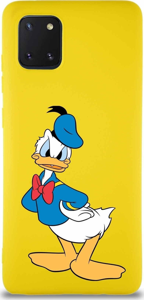 Samsung Galaxy A81 Soft Premier Kapak Donald Duck-D Tasarımlı Silikon Kılıf - Sarı