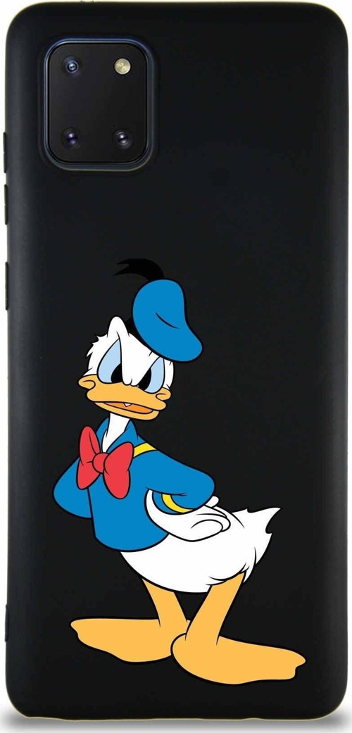 Samsung Galaxy A81 Soft Premier Kapak Donald Duck-D Tasarımlı Silikon Kılıf - Siyah