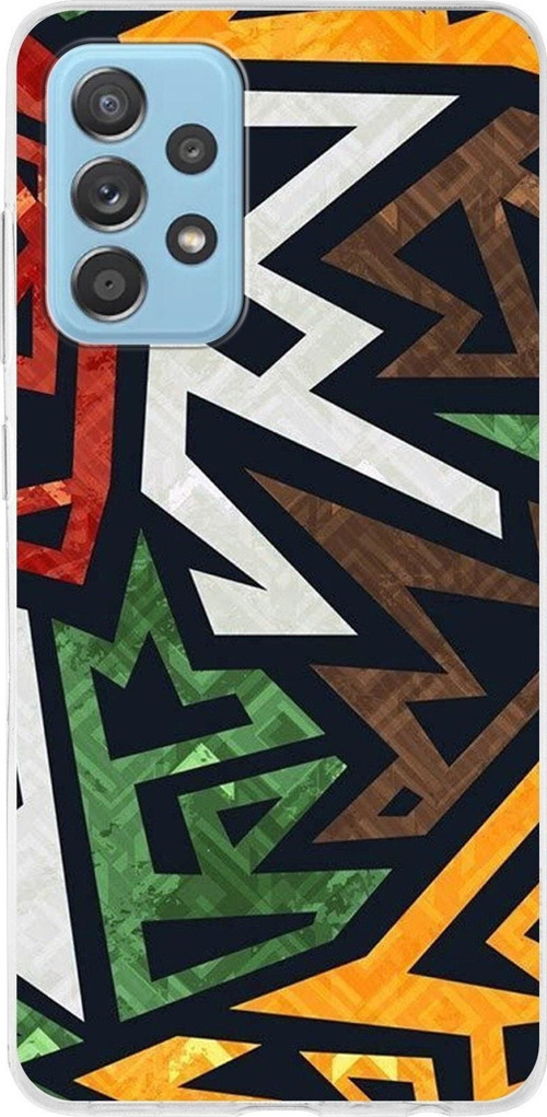 Samsung Galaxy A52 Uyumlu Soyut Grafiti Tasarımlı Şeffaf Silikon Kılıf