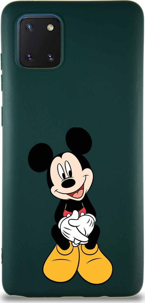 Samsung Galaxy A81 Soft Premier Kapak Mickey Mouse-A Tasarımlı Silikon Kılıf - Yeşil