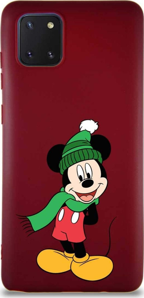Samsung Galaxy A81 Soft Premier Kapak Mickey Mouse-G Tasarımlı Silikon Kılıf - Mürdüm