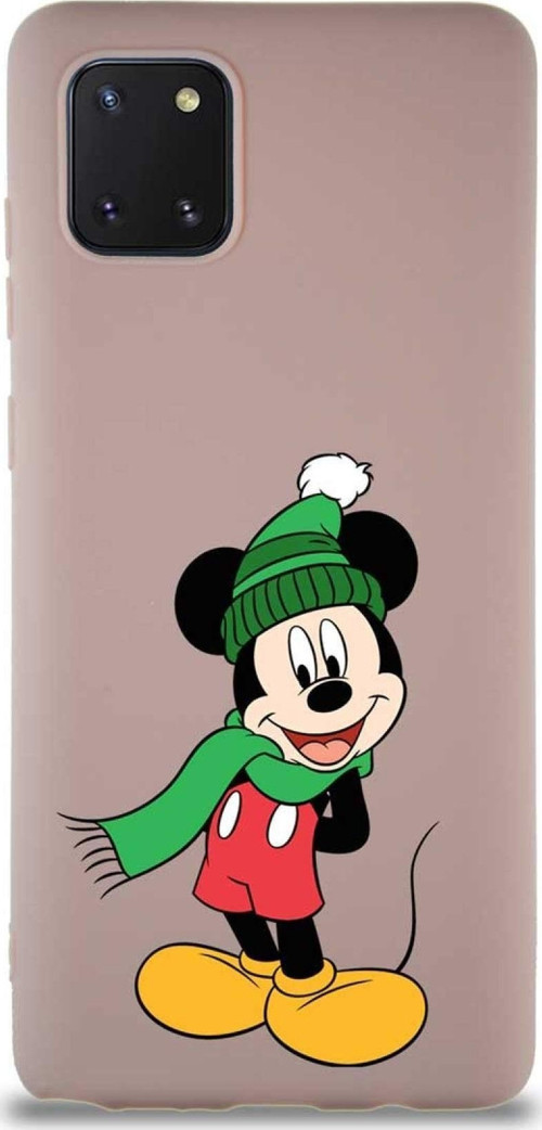Samsung Galaxy A81 Soft Premier Kapak Mickey Mouse-G Tasarımlı Silikon Kılıf - Pudra