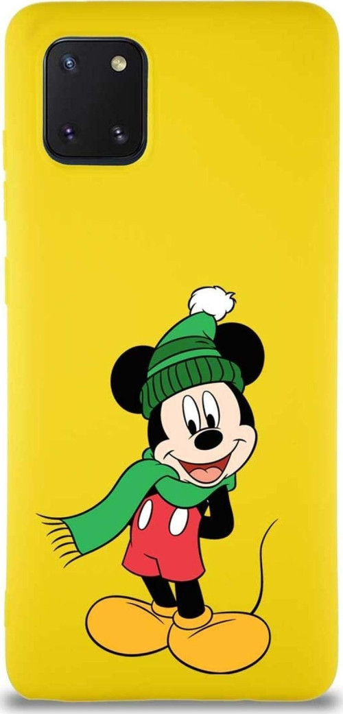 Samsung Galaxy A81 Soft Premier Kapak Mickey Mouse-G Tasarımlı Silikon Kılıf - Sarı