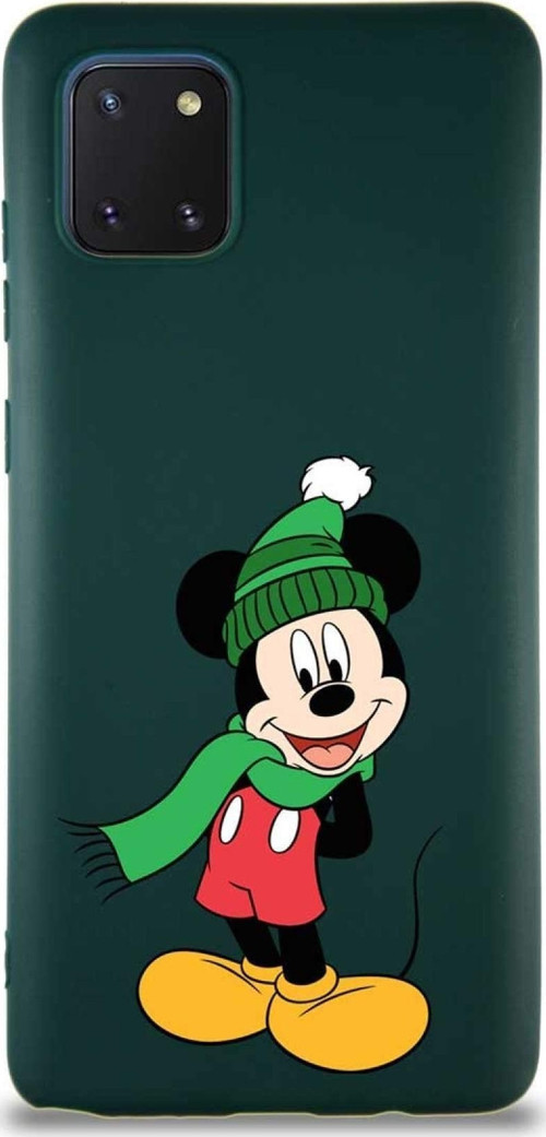 Samsung Galaxy A81 Soft Premier Kapak Mickey Mouse-G Tasarımlı Silikon Kılıf - Yeşil