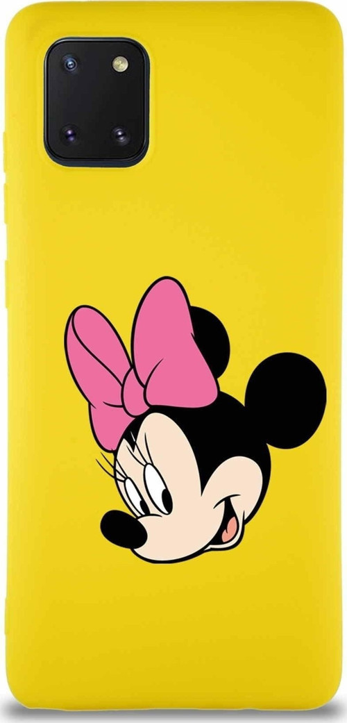 Samsung Galaxy A81 Soft Premier Kapak Minnie Mouse-B Tasarımlı Silikon Kılıf - Sarı
