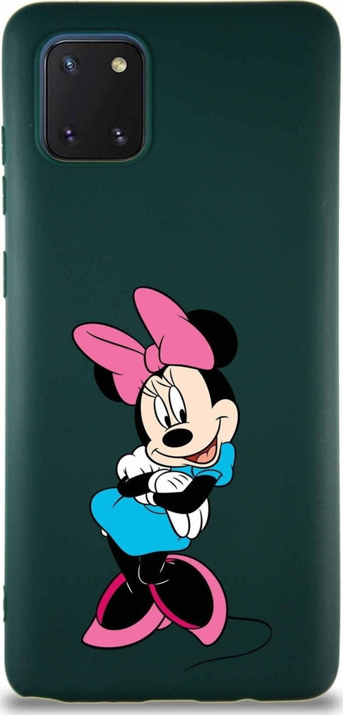 Samsung Galaxy A81 Soft Premier Kapak Minnie Mouse-D Tasarımlı Silikon Kılıf - Yeşil