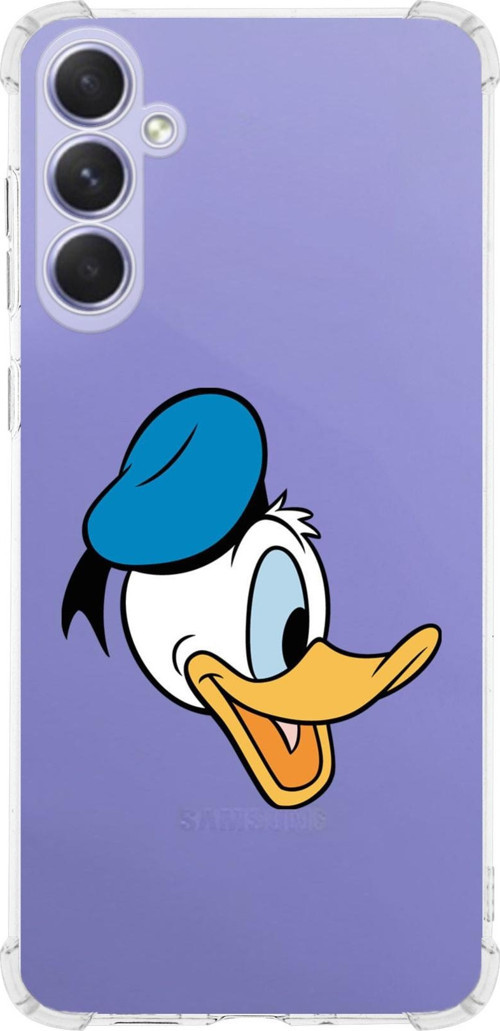 Samsung Galaxy A54 Uyumlu Köşe Korumalı Antişok Kapak Donald Duck Tasarımlı Şeffaf Silikon Kılıf