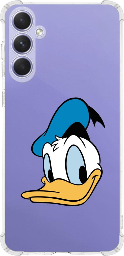 Samsung Galaxy A54 Uyumlu Köşe Korumalı Antişok Kapak Donald Duck Tasarımlı Şeffaf Silikon Kılıf