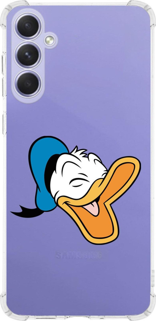Samsung Galaxy A54 Uyumlu Köşe Korumalı Antişok Kapak Donald Duck Tasarımlı Şeffaf Silikon Kılıf