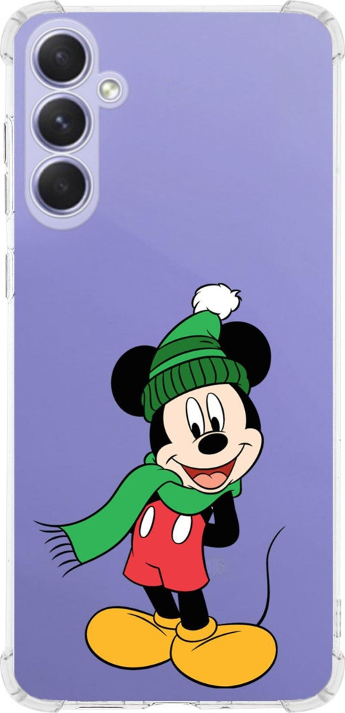 Samsung Galaxy A54 Uyumlu Köşe Korumalı Antişok Kapak Mickey Mouse Tasarımlı Şeffaf Silikon Kılıf