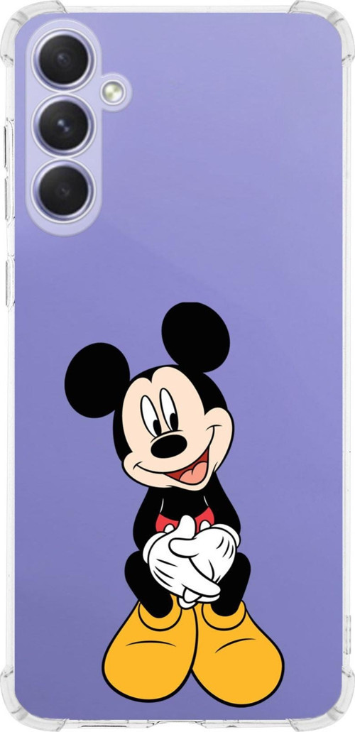 Samsung Galaxy A54 Uyumlu Köşe Korumalı Antişok Kapak Mickey Mouse Tasarımlı Şeffaf Silikon Kılıf