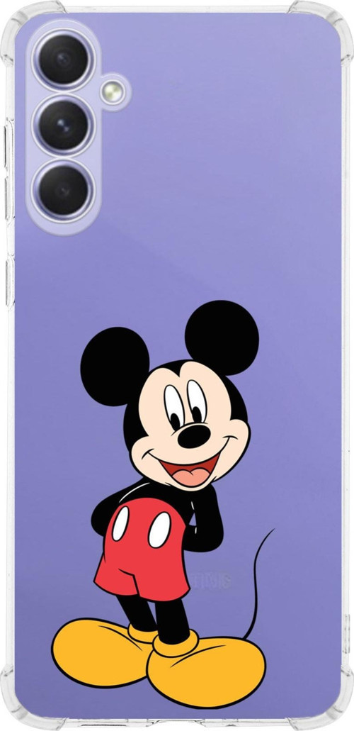 Samsung Galaxy A54 Uyumlu Köşe Korumalı Antişok Kapak Mickey Mouse Tasarımlı Şeffaf Silikon Kılıf