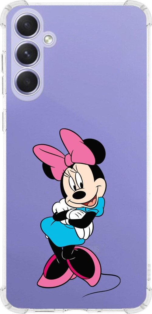 Samsung Galaxy A54 Uyumlu Köşe Korumalı Antişok Kapak Minnie Mouse Tasarımlı Şeffaf Silikon Kılıf
