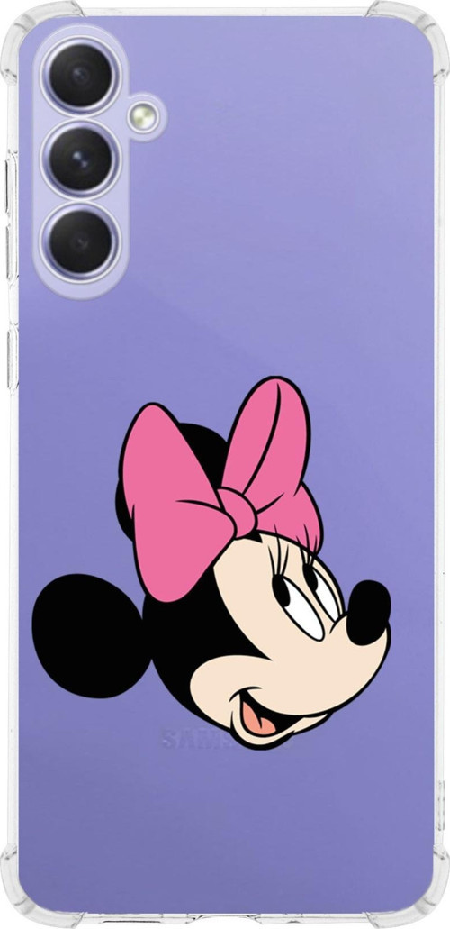 Samsung Galaxy A54 Uyumlu Köşe Korumalı Antişok Kapak Minnie Mouse Tasarımlı Şeffaf Silikon Kılıf