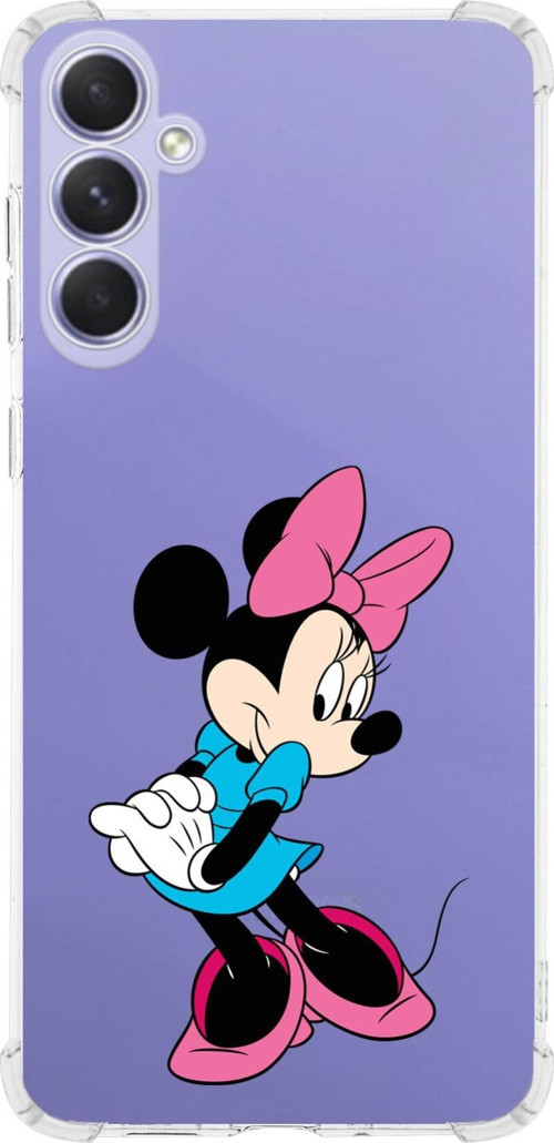 Samsung Galaxy A54 Uyumlu Köşe Korumalı Antişok Kapak Minnie Mouse Tasarımlı Şeffaf Silikon Kılıf
