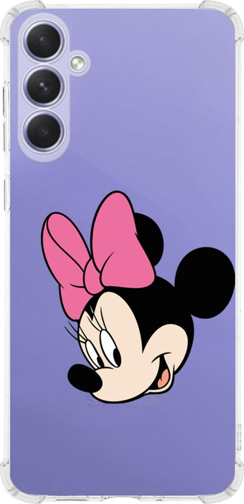 Samsung Galaxy A54 Uyumlu Köşe Korumalı Antişok Kapak Minnie Mouse Tasarımlı Şeffaf Silikon Kılıf