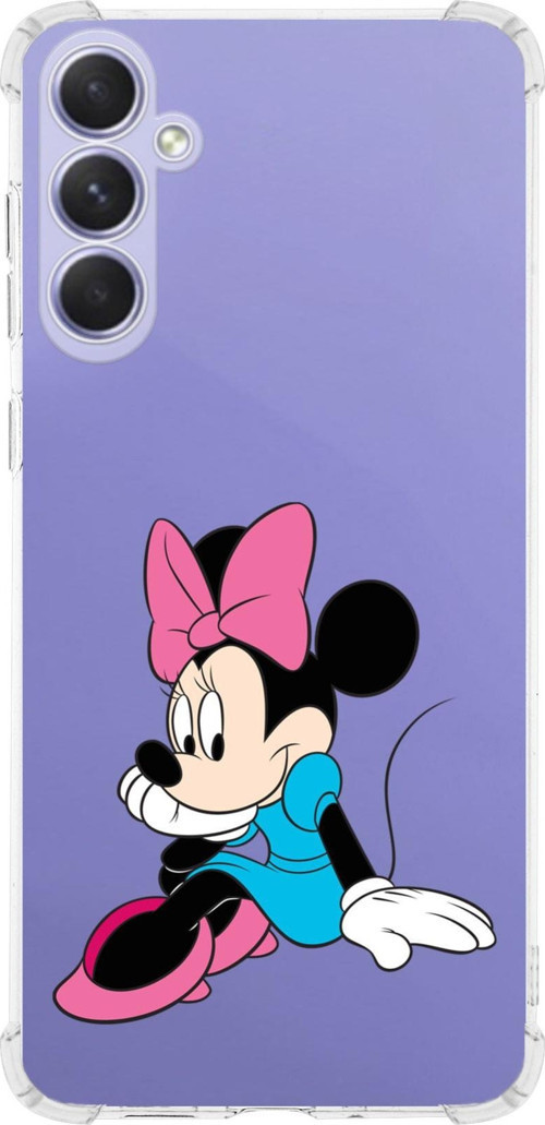 Samsung Galaxy A54 Uyumlu Köşe Korumalı Antişok Kapak Minnie Mouse Tasarımlı Şeffaf Silikon Kılıf