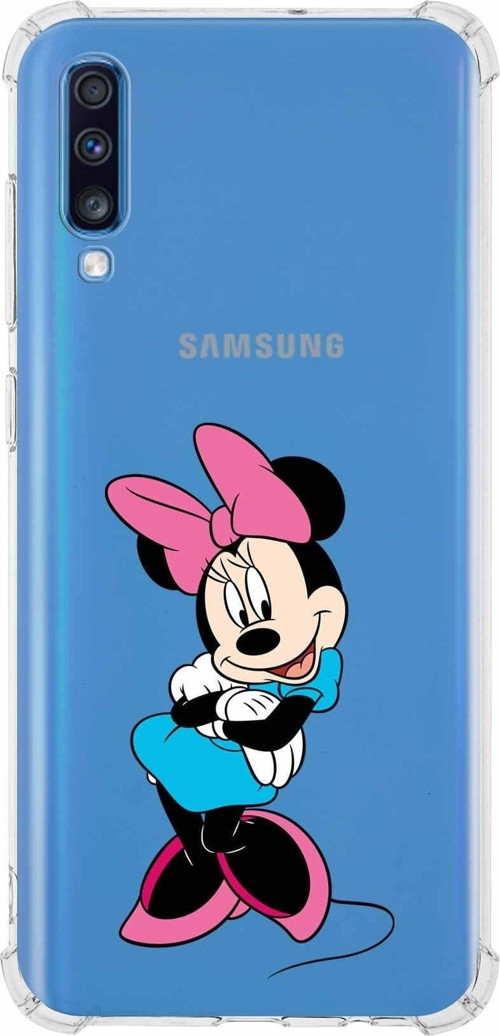 Samsung Galaxy A70 Köşe Korumalı Antişok Kapak Minnie Mouse Tasarımlı Şeffaf Kılıf