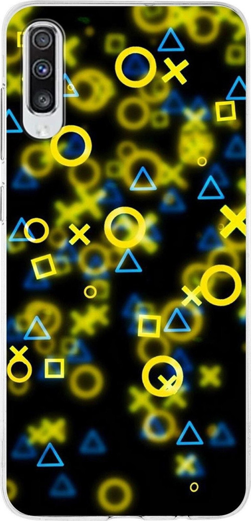 Samsung Galaxy A70 Uyumlu Kapak Semboller Tasarımlı Şeffaf Silikon Kılıf