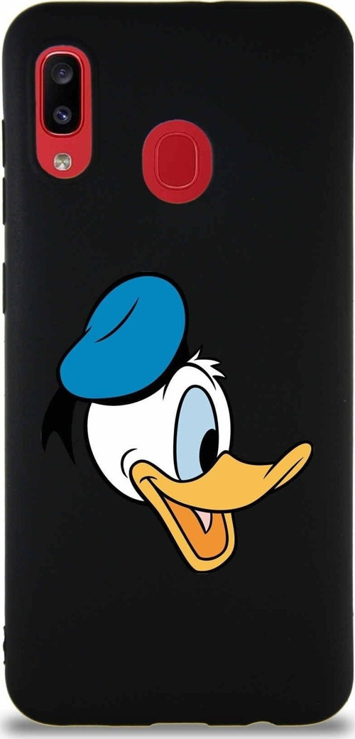 Samsung Galaxy A20 Soft Premier Kapak Donald Duck-F Tasarımlı Silikon Kılıf - Siyah