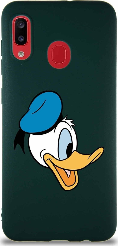 Samsung Galaxy A20 Soft Premier Kapak Donald Duck-F Tasarımlı Silikon Kılıf - Yeşil
