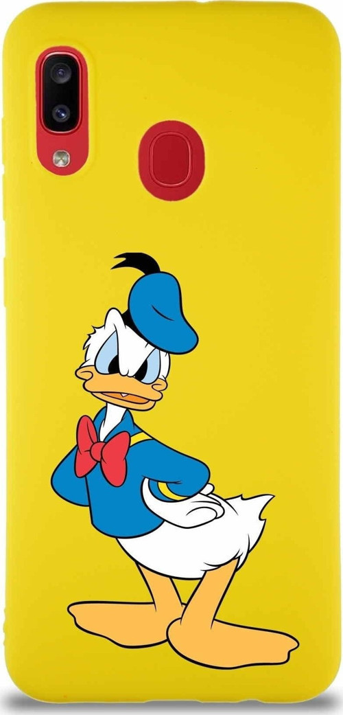 Samsung Galaxy A30 Soft Premier Kapak Donald Duck-D Tasarımlı Silikon Kılıf - Sarı