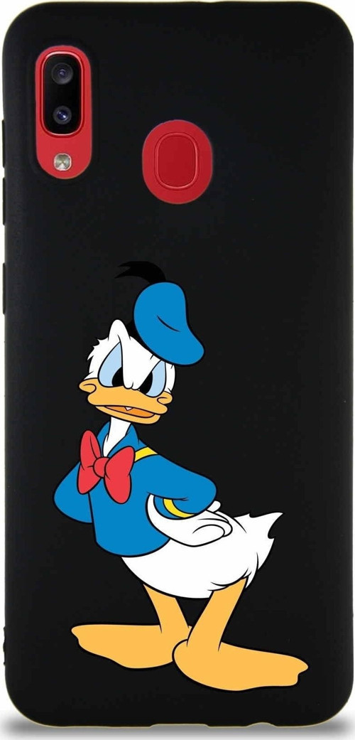 Samsung Galaxy A30 Soft Premier Kapak Donald Duck-D Tasarımlı Silikon Kılıf - Siyah