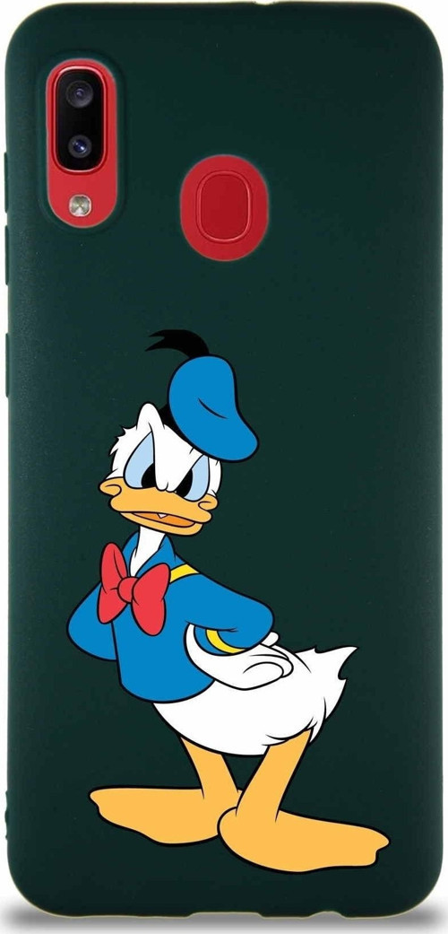 Samsung Galaxy A30 Soft Premier Kapak Donald Duck-D Tasarımlı Silikon Kılıf - Yeşil