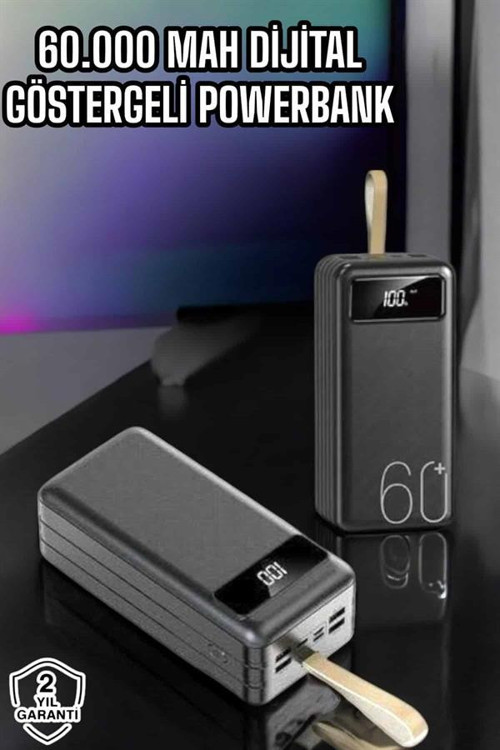 Powerbank 60.000 Mah Hızlı Şarj 4 Çıkışlı Uzun Şarj Süreli Dijital Göstergeli
