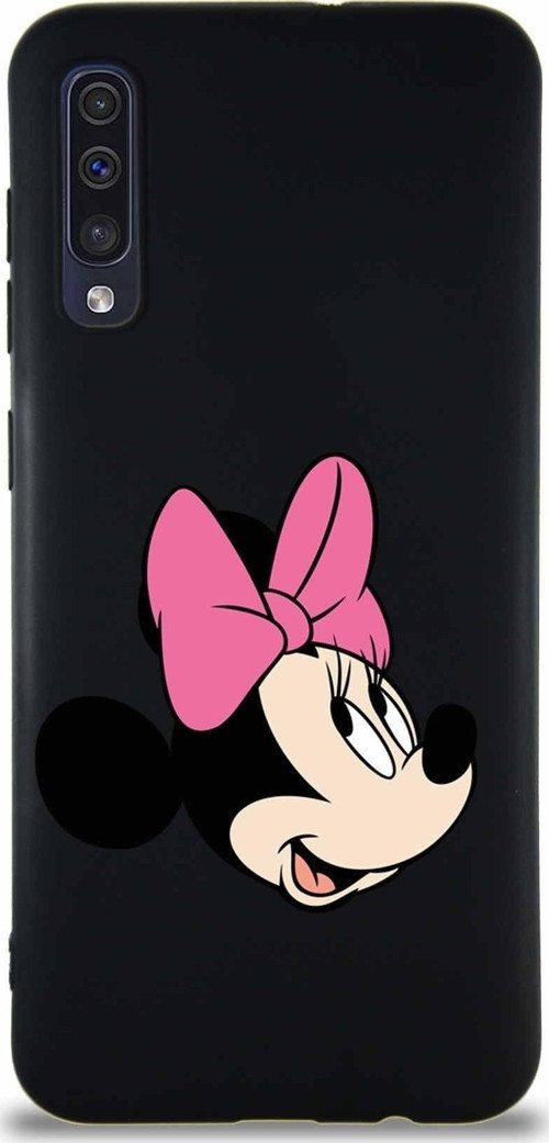 Samsung Galaxy A50 Soft Premier Kapak Minnie Mouse-A Tasarımlı Silikon Kılıf - Siyah