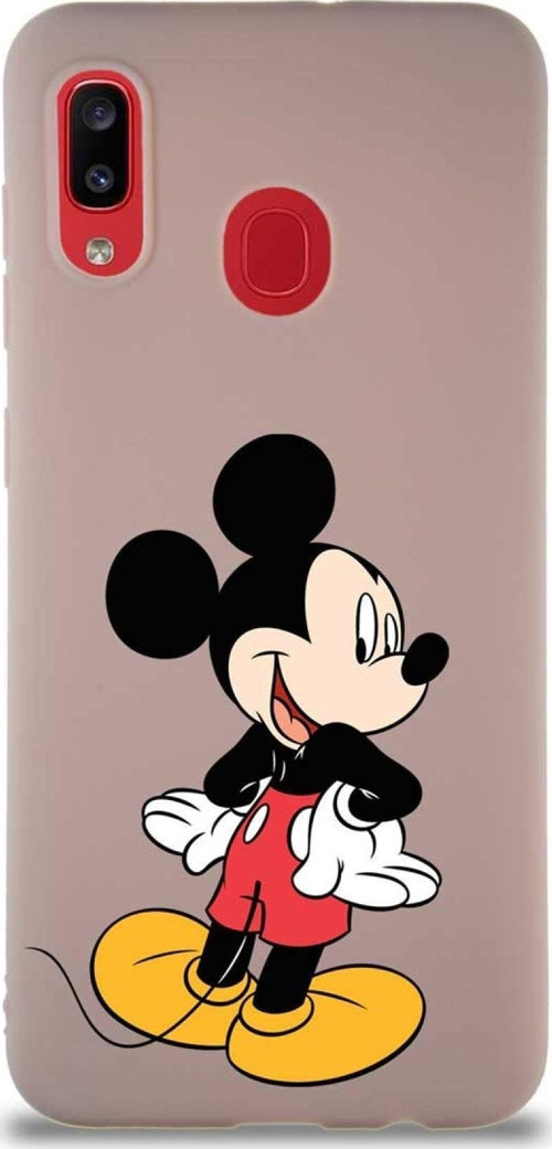 Samsung Galaxy A30 Soft Premier Kapak Mickey Mouse-D Tasarımlı Silikon Kılıf - Pudra