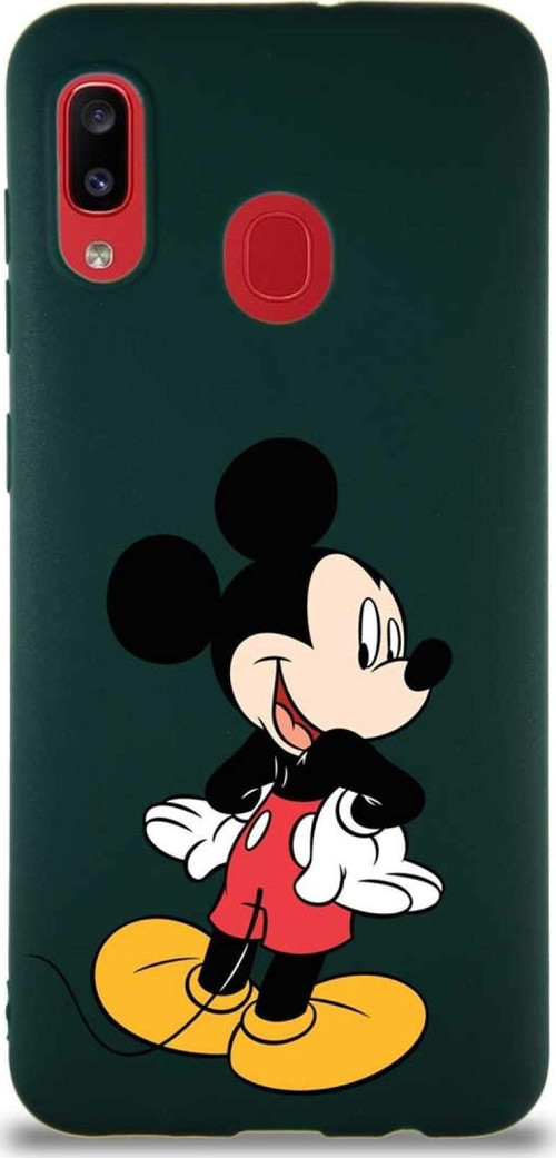 Samsung Galaxy A30 Soft Premier Kapak Mickey Mouse-D Tasarımlı Silikon Kılıf - Yeşil