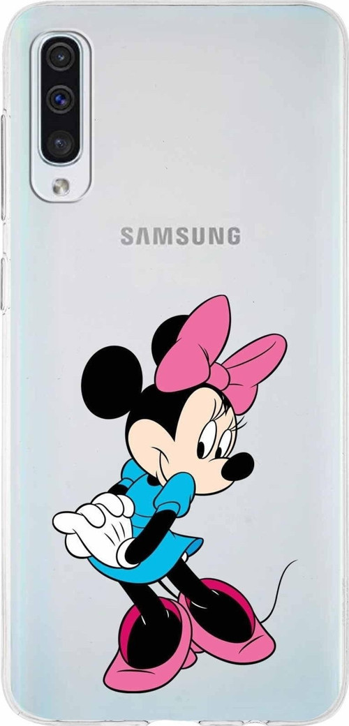 Samsung Galaxy A50S Kapak Minnie Mouse Tasarımlı Şeffaf Silikon Kılıf