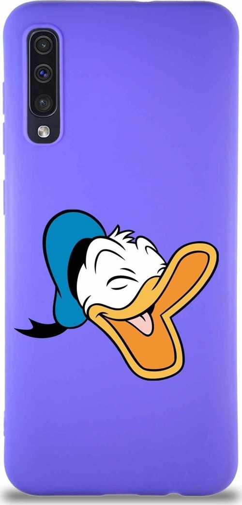 Samsung Galaxy A50S Soft Premier Kapak Donald Duck-E Tasarımlı Silikon Kılıf - Mor