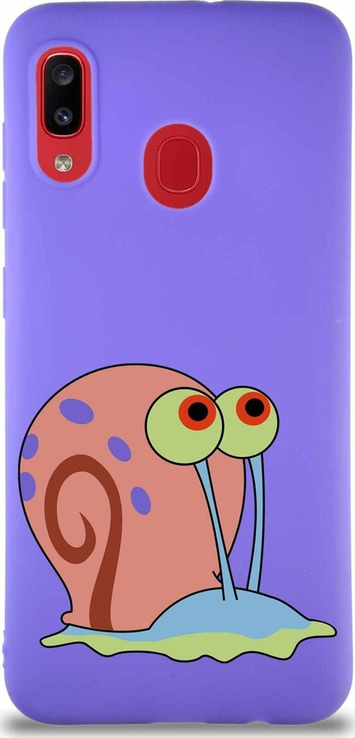 Samsung Galaxy A30 Soft Premier Kapak Salyangoz Gary Tasarımlı Silikon Kılıf - Mor
