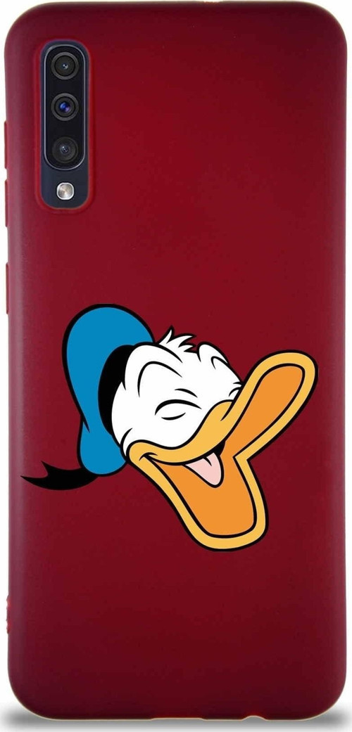 Samsung Galaxy A50S Soft Premier Kapak Donald Duck-E Tasarımlı Silikon Kılıf - Mürdüm