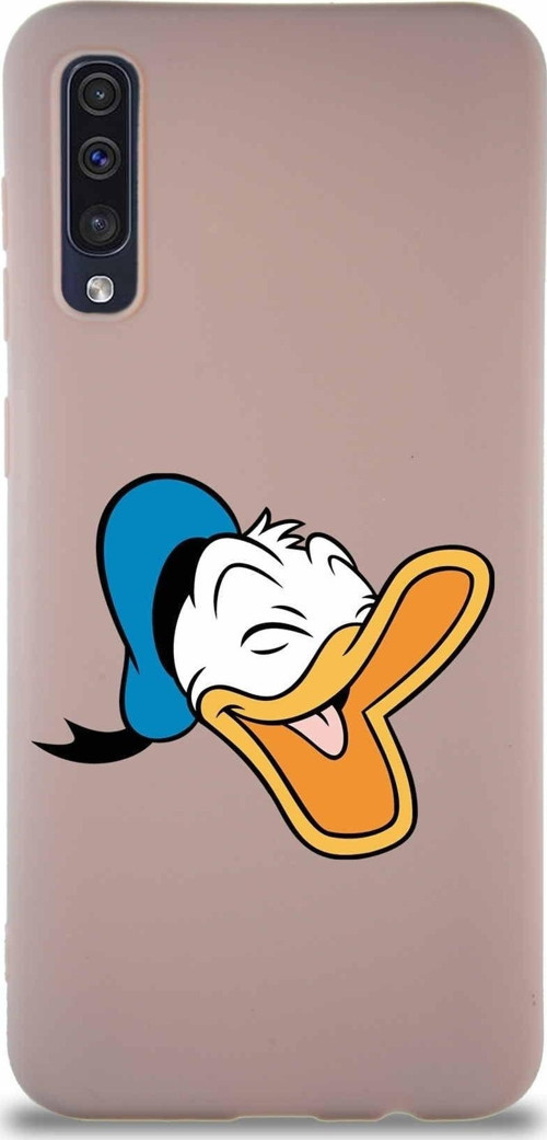 Samsung Galaxy A50S Soft Premier Kapak Donald Duck-E Tasarımlı Silikon Kılıf - Pudra