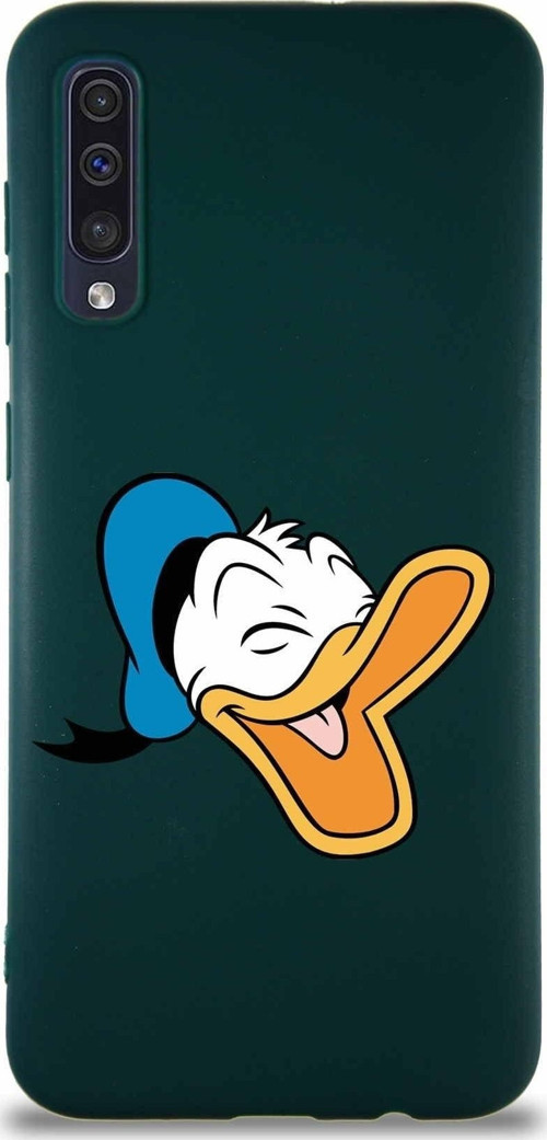 Samsung Galaxy A50S Soft Premier Kapak Donald Duck-E Tasarımlı Silikon Kılıf - Yeşil