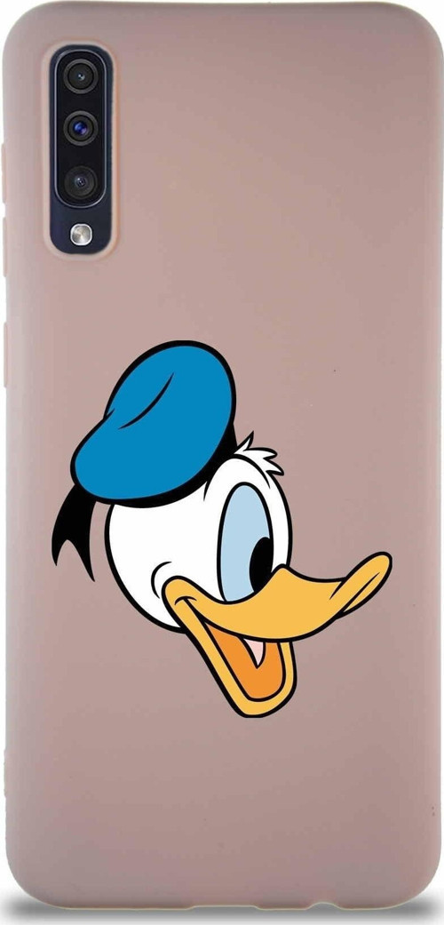 Samsung Galaxy A50S Soft Premier Kapak Donald Duck-F Tasarımlı Silikon Kılıf - Pudra
