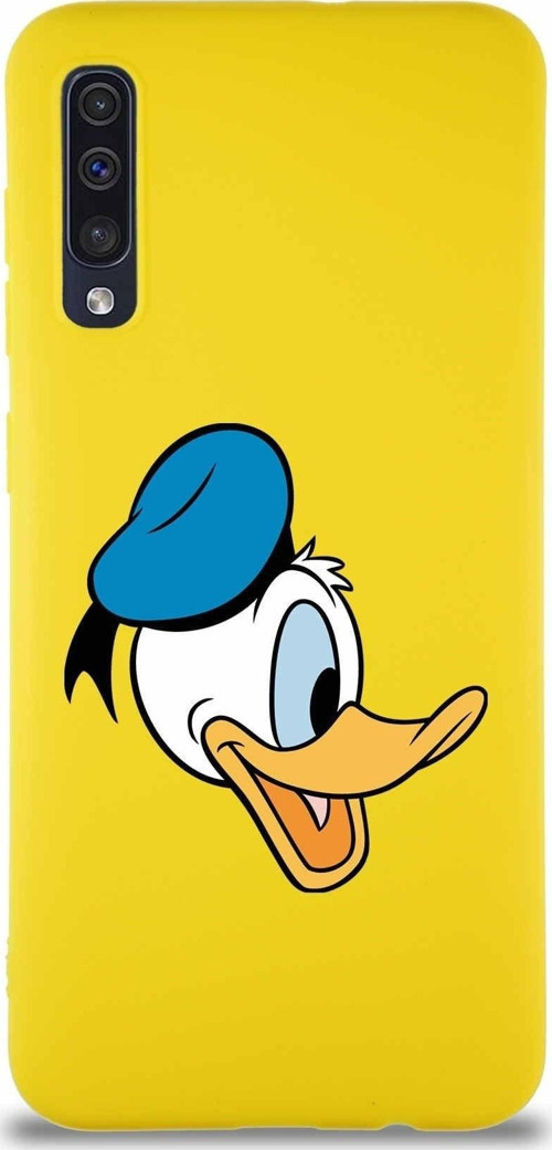 Samsung Galaxy A50S Soft Premier Kapak Donald Duck-F Tasarımlı Silikon Kılıf - Sarı