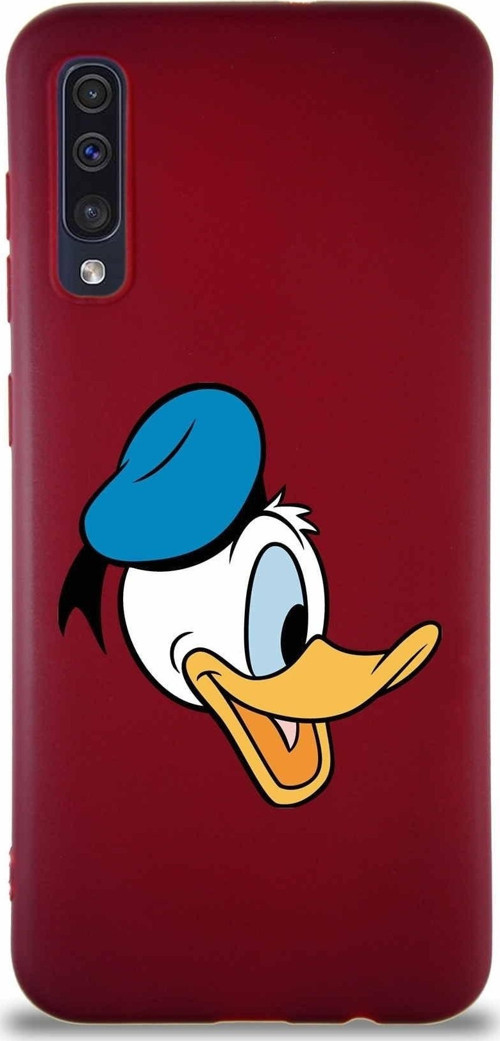 Samsung Galaxy A30S Soft Premier Kapak Donald Duck-F Tasarımlı Silikon Kılıf - Mürdüm