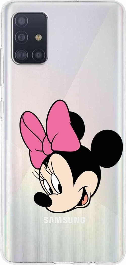Samsung Galaxy A51 Kapak Minnie Mouse Tasarımlı Şeffaf Silikon Kılıf